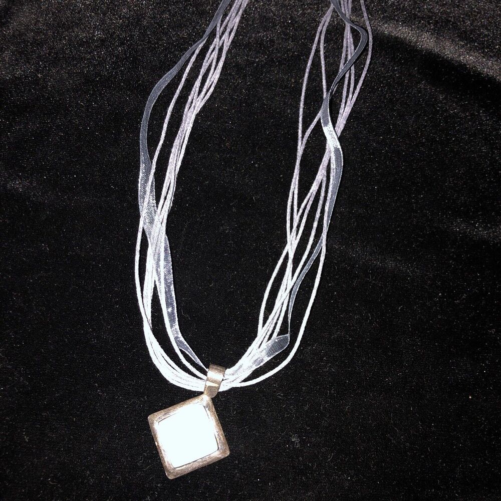 925 Sterling Silver Larimar Pendant Necklace on 18" silk cord